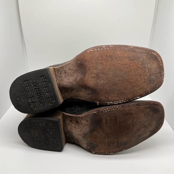 Teens Corral Leather Boots Size 4 - Picture 7 of 10